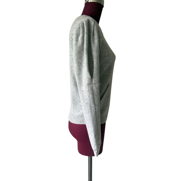 Charter Club Cashmere Full Zip Cardigan size S Zip Up Puff Sleeve Gray - Picture 10 of 10
